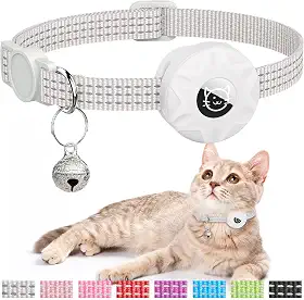 Coleira para gatos Apple AirTag, coleira rastreadora GPS com recurso de separação, leve e refletiva, adequada para gatos, gatinhos e filhotes (branca)