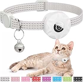 Coleira para gatos Apple AirTag, coleira rastreadora GPS com recurso de separação, leve e refletiva, adequada para gatos, gatinhos e filhotes (branca)
