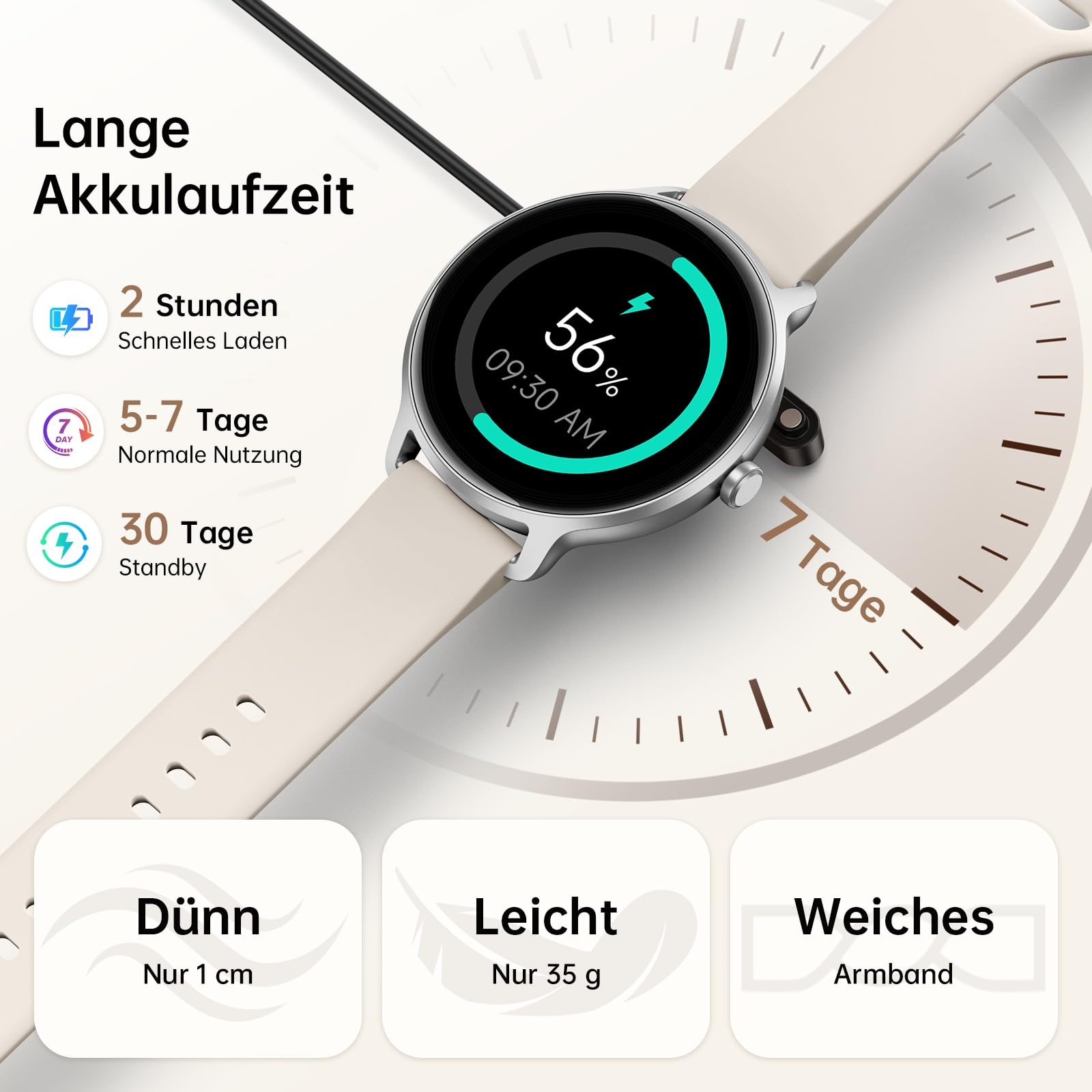 Smartwatch Damen Herren Rund, 1.27" AMOLED Smart Watch mit Telefonfunktion, Fitnessuhr Damen mit Pulsuhr Schlafmonitor Schrittzähler, 120+ Sportmodi, IP68 Wasserdicht Sportuhr für Samsung iOS Android