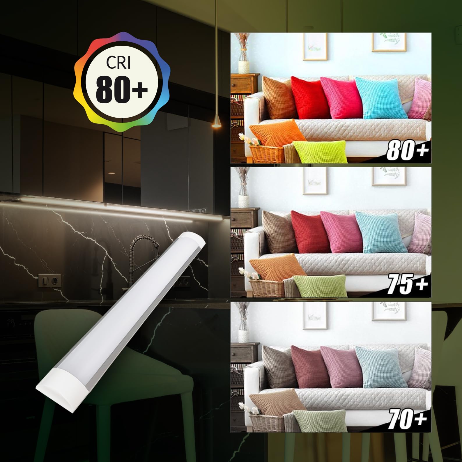 LED ATOMANT Pack 2x Pantalla Luminaria LED integrado, 120cm 40W, CCT (Selector de Color Blanco Calido, Neutro y Frio), 4000 lumenes