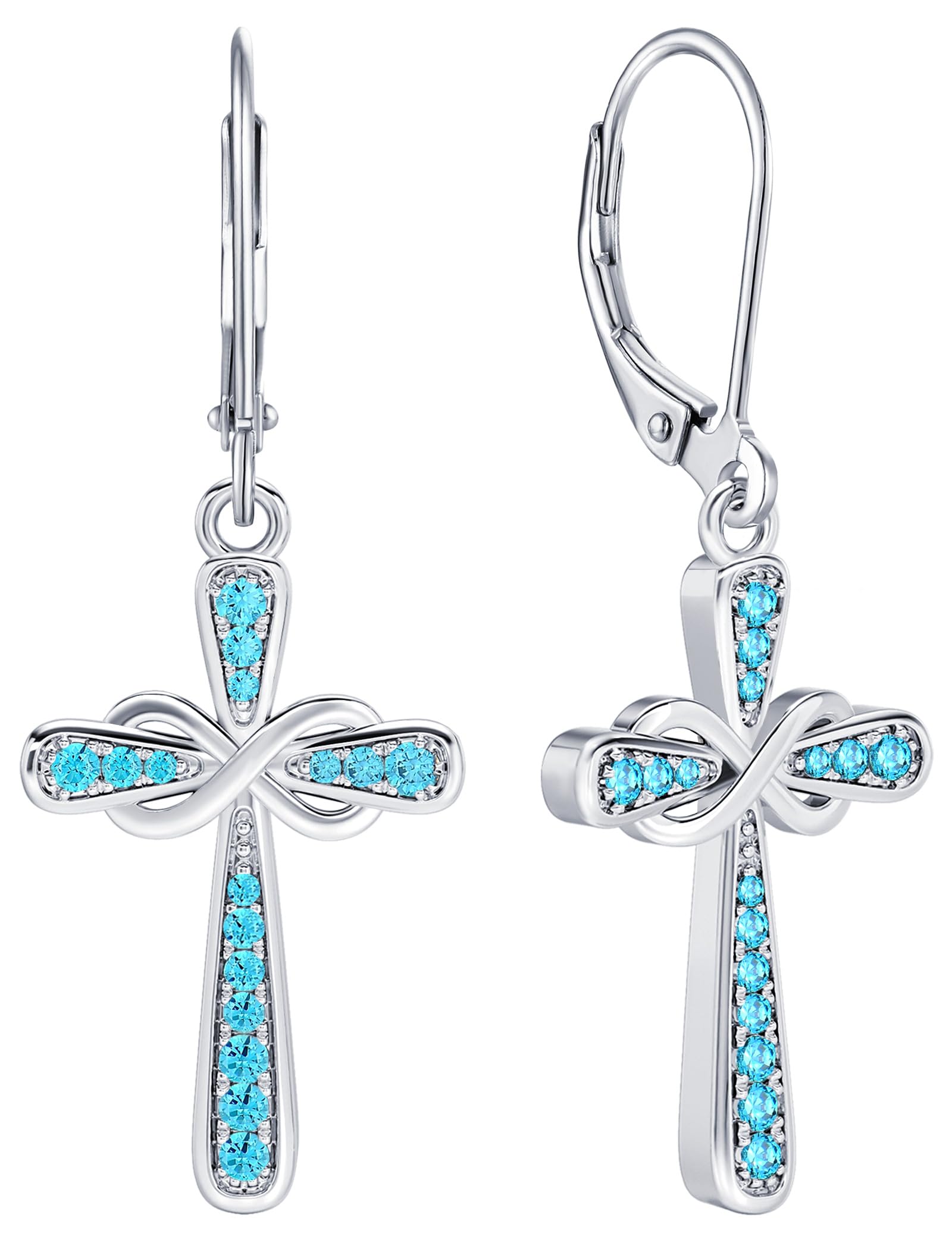 YL Cross Earrings 925 Sterling Silver Infinity Dangle