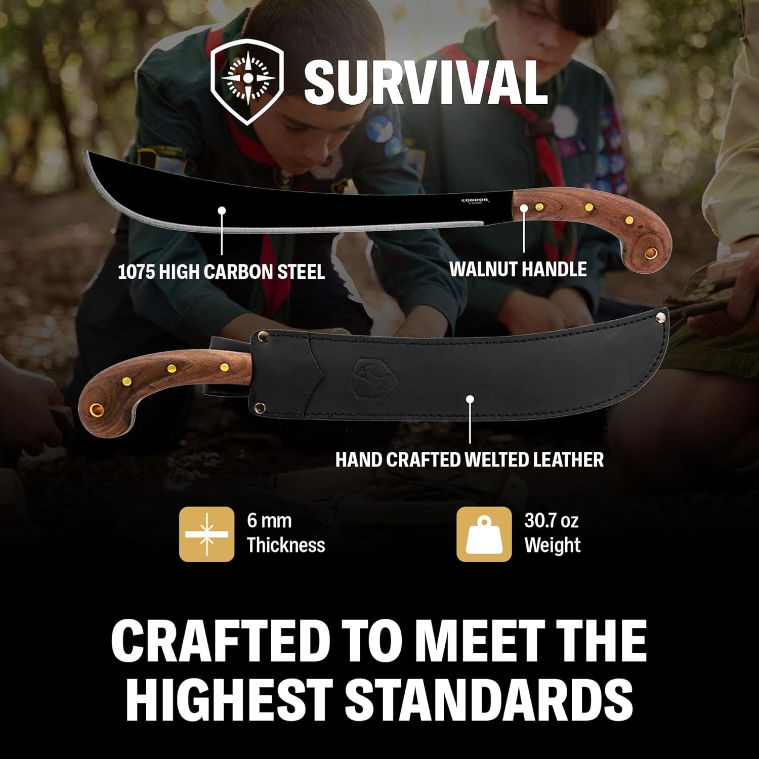 Condor Tool & Knife Survival Machete with Walnut Handle