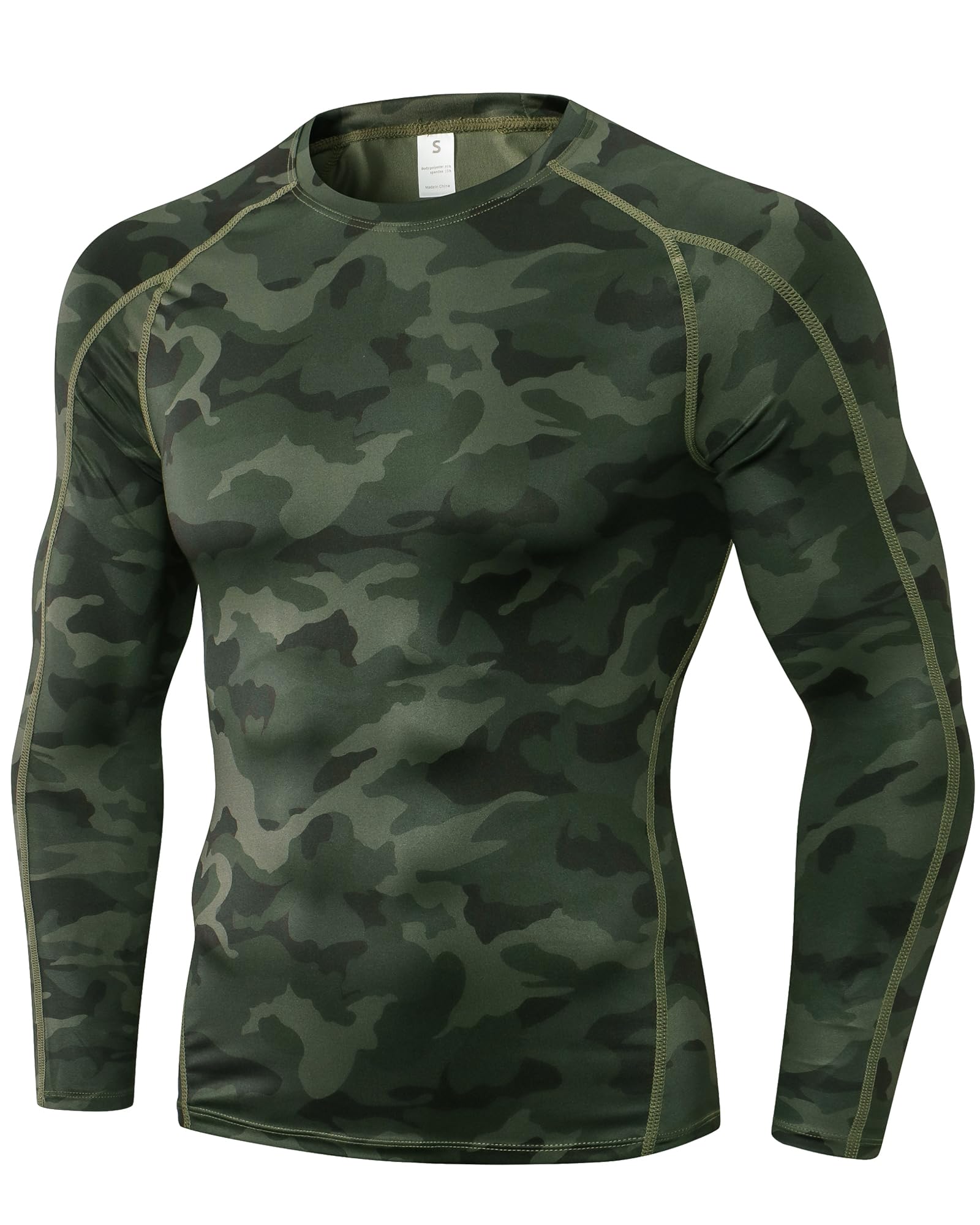 Camiseta de compresión de manga larga para hombre, camiseta de entrenamiento atlético, camiseta deportiva activa, capa base, camiseta interior de ajuste seco