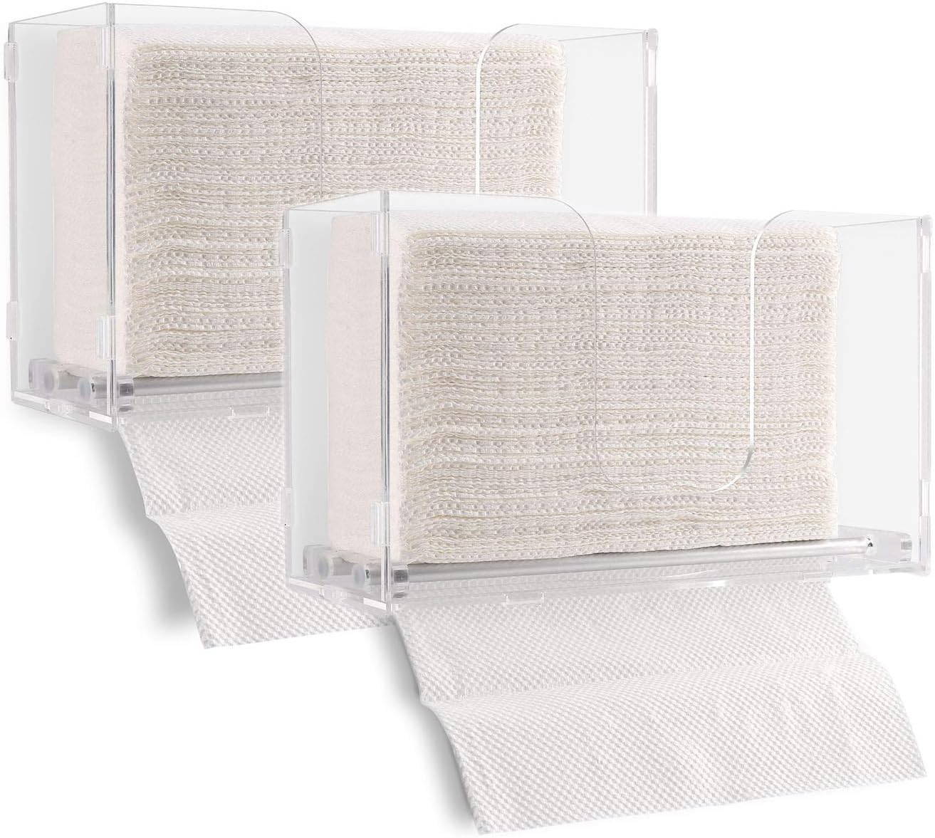 Evron Paper Towel Dispenser Countertop Adhesive Tape & Wall Mount Easy Pull-Out Z Fold C Fold Trifold and Multifold Paper Towel Dispenser (2 Pack)