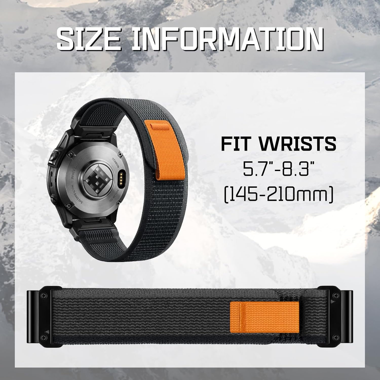 22mm Quickfit Nylon Loop Compatible with Garmin Fenix 7 6 5 Watch Band/Fenix 8 47mm Band/Fenix E 47mm/Fenix 5 Plus/Fenix 6 Pro/Fenix 7 Pro/Forerunner 955 965 945 935 - Image 3