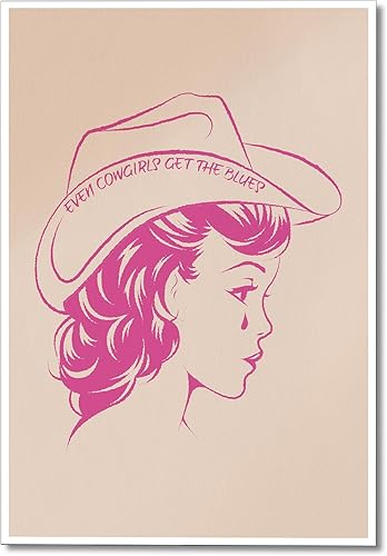 Lienzo decorativo para pared con texto en inglés Even Cowgirls Get Fine, diseño retro y minimalista de canción musical, pósteres estéticos Obras de