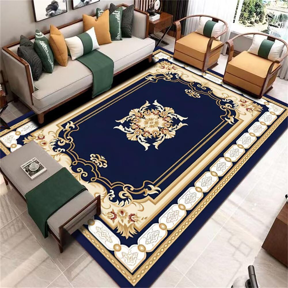 Tapis protection sol chaise bureau grand format bleu floral ameliore le confort de jeu et travail