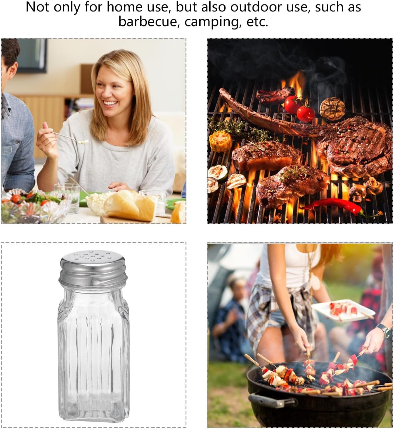 Glass Pepper Shakers Multi-functional Seasoning Jars 6pcs Rustless Spice Containers for Kitchen and Barbecue Use