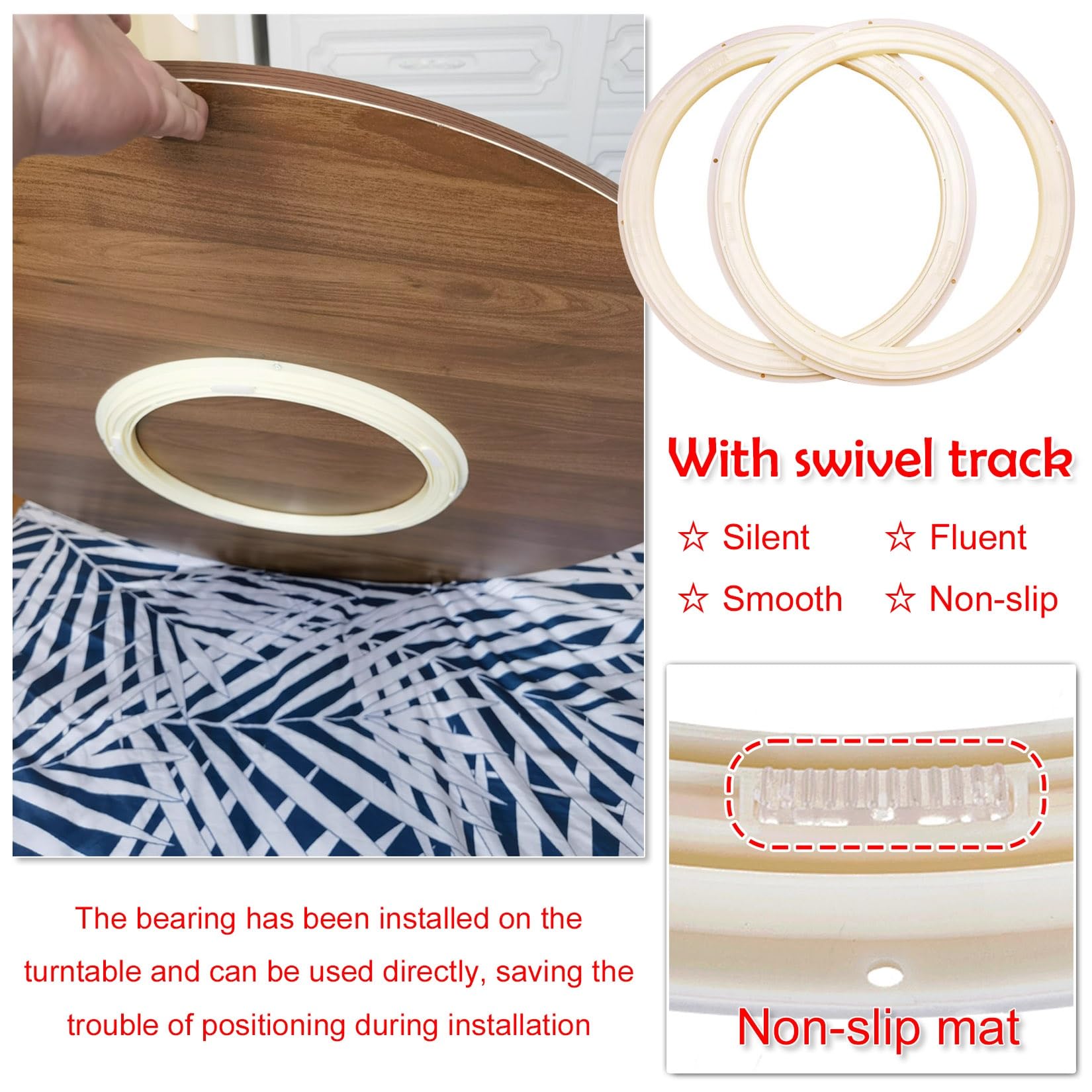 Lazy Susan obrotowa taca na stół jadalny, drewniana, okrągła taca do serwowania z cichym łożyskiem dostępna w rozmiarach 50-100 cm, idealna na rodzinne spotkania i imprezy