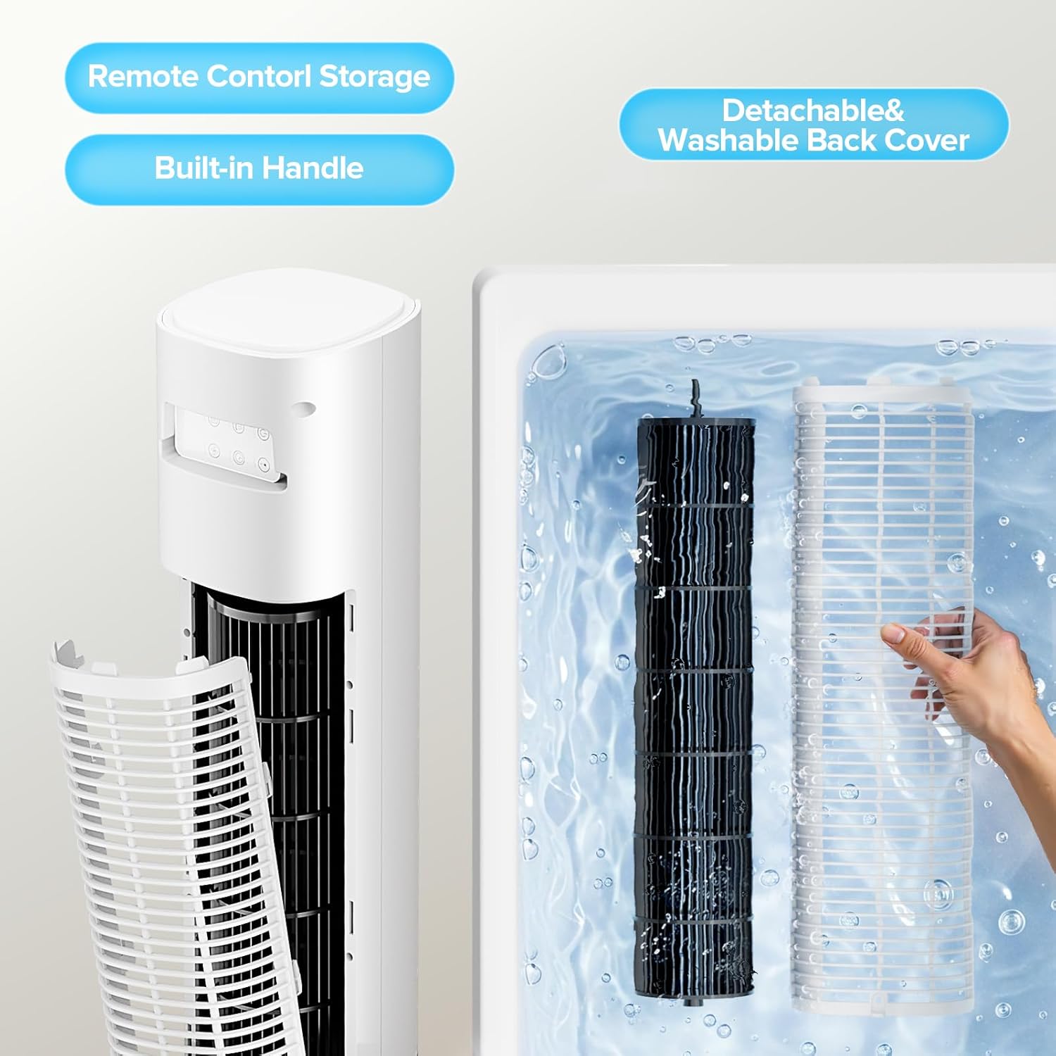 Tower Fan for Bedroom, Standing Bladeless Fan that Blows Cold Air for Home, 85° Oscillating Quiet Cooling Floor Fans with Remote, 12H Timer, 23ft/s Velocity, 3 Speeds, 4 Modes, 36 inch (White)