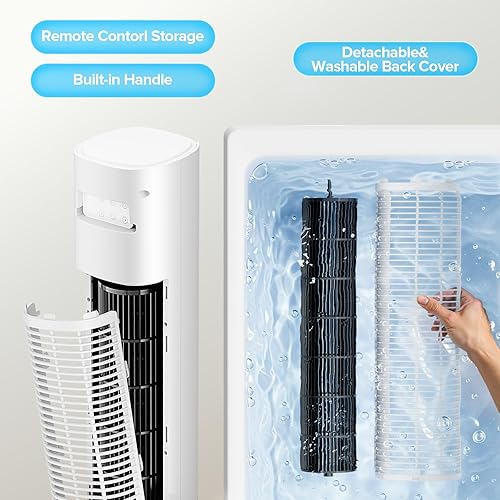 Miniatura 5 de Ventilador de torre para dormitorio, ventilador de pie sin aspas que sopla aire frío para el hogar, ventiladores de piso de enfriamiento silenciosos