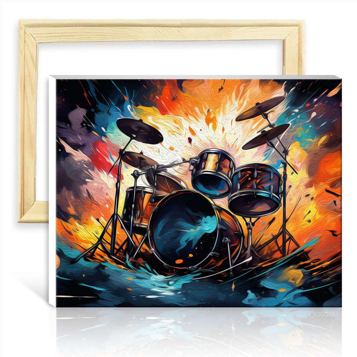 TANGFEIY Oil Painting Kits Drum Painting Canvas Oil Painting Kit Kids Adults Acrylic Number with Paintbrushes Creative Style Arts Crafts No Frame(30x40cm)