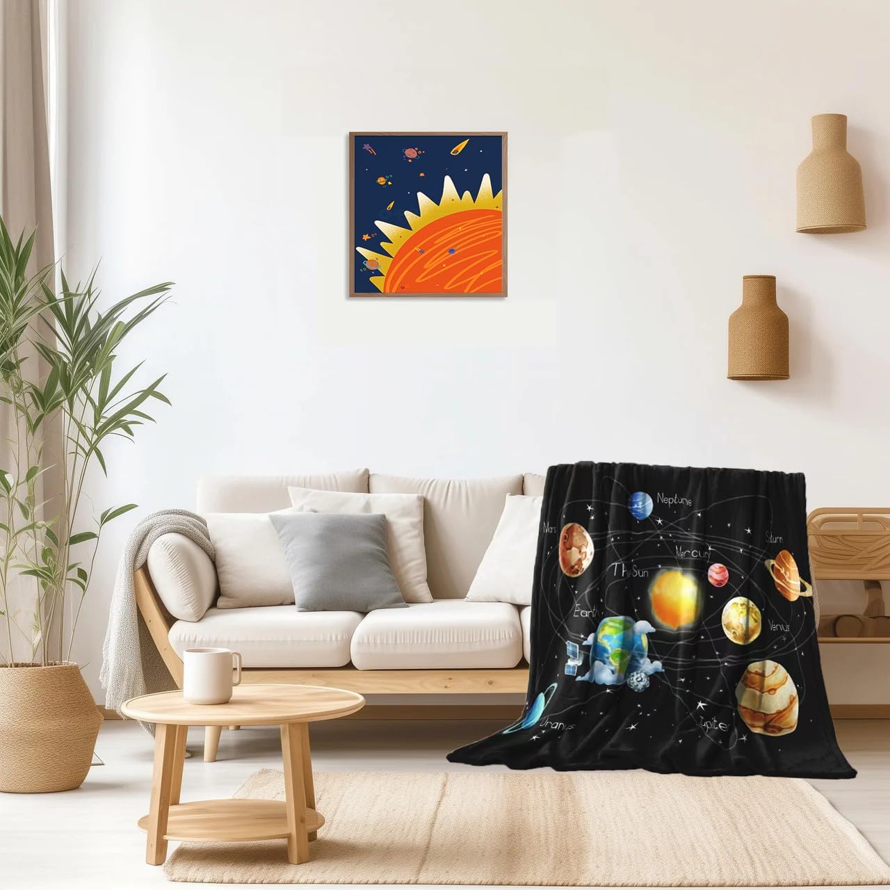 Space Throw Blanket for Kids Boys and Girls-50 X60 Soft Planets Blankets Solar System Lightweight Flannel Blanket for Sofa Bed Couch - Image 4
