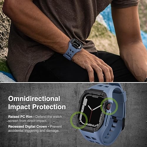 Vista 9 de Nereides Compatible con Apple Watch Band de 1.772 pulgadas, 1.732 pulgadas, para iWatch Band Series 9/8/7/6/5/4/SE/SE2, carcasa resistente con Verde