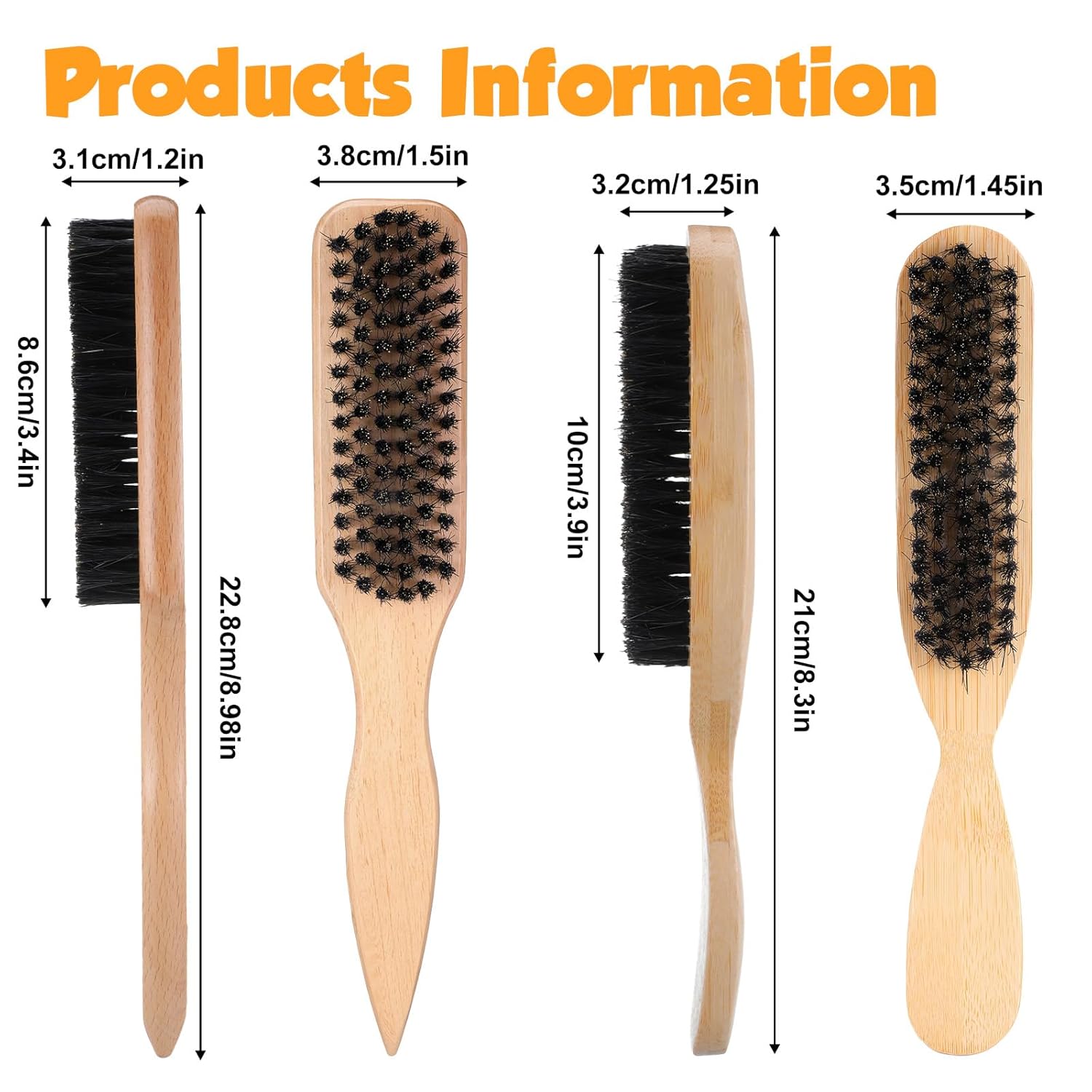 2 Pcs Slick Back Hair Brush Boar Bristle Hair Brush Create a Frizz-free Hairstyle for Thin & Fine Polish Slick Back Hair/Ponytail - Image 2