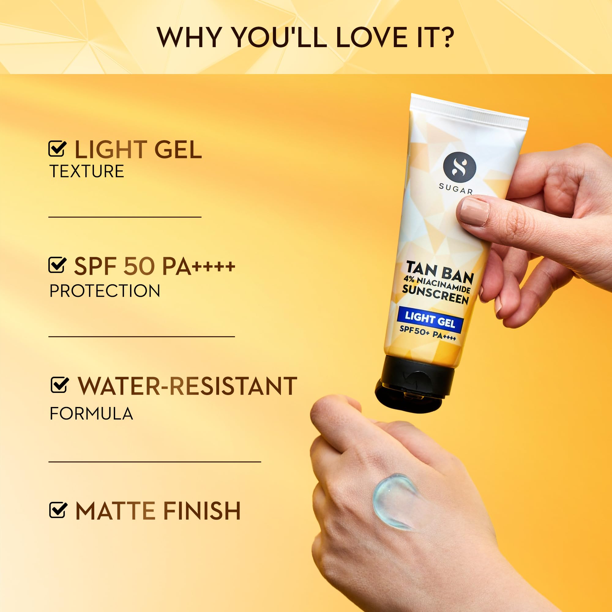 sug＊化粧品 Buy SUGAR Cosmetics Tan Ban Sunscreen SPF50 PA++++ Light Gel with