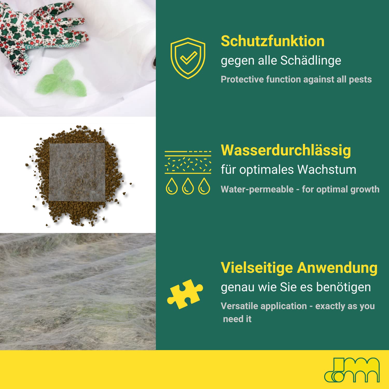 1 Jumborolle 3,2 x 100 m = 320 m² Premium Jardín Fieltro Cosechar vellón para jardinería, Cercado Fieltro anti heladas Vivero protector para plantas térmico 19 g/m2