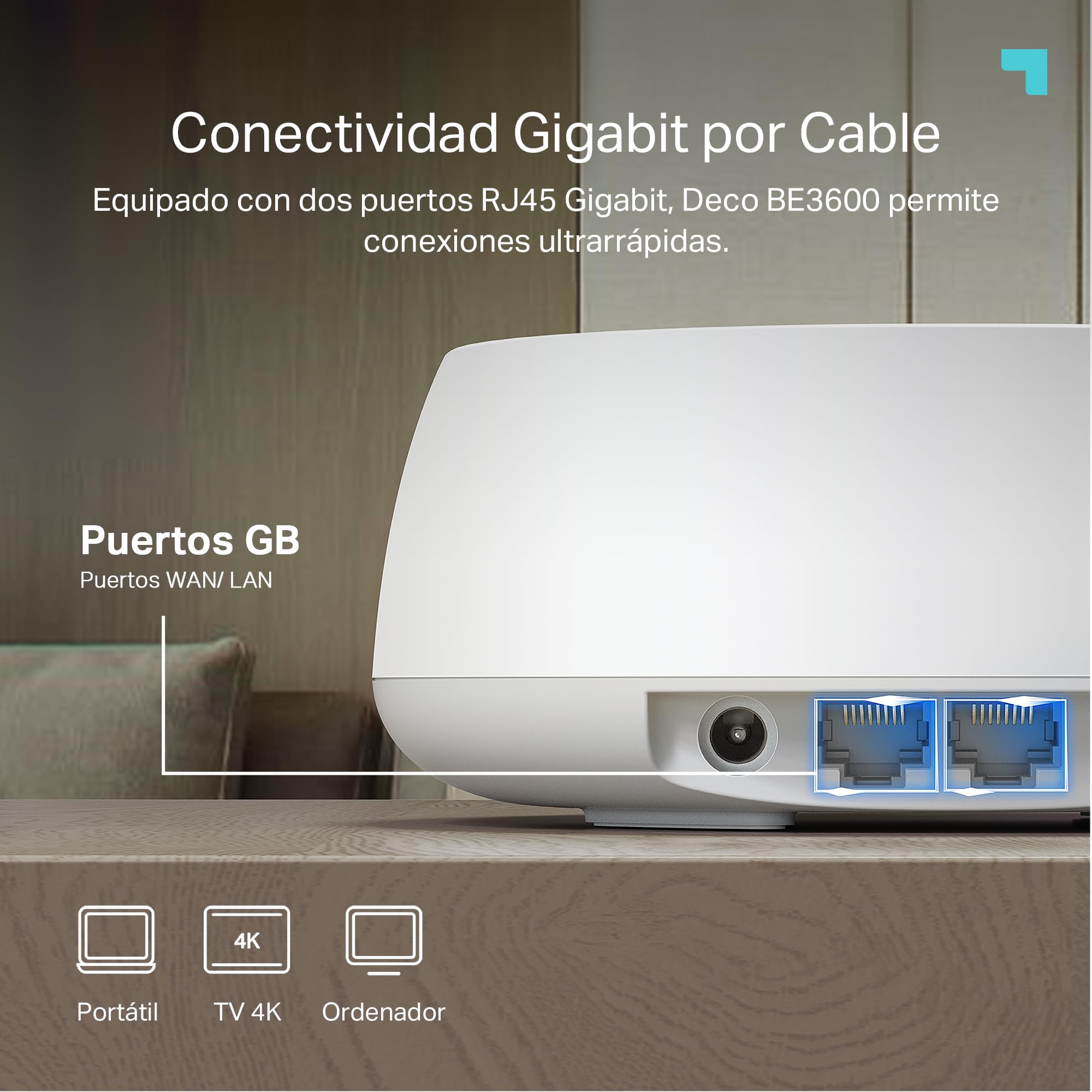 TP-Link Deco BE3600 (3-Pack) – Mesh Wi‑Fi 7 de Doble Banda hasta 3,6 GB/s, backhaul híbrido inalámbrico y por Cable, MLO, 2 Puertos Gigabit por Unidad, Seguridad HomeShield