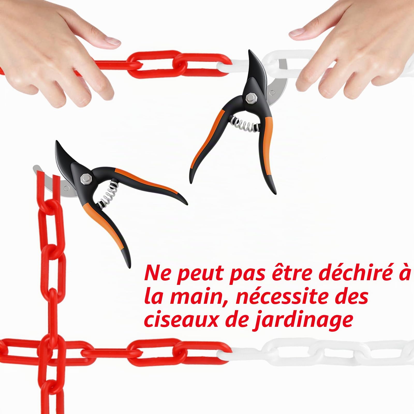 DAJAVE Chaîne de signalisation 25 m, en plastique, 8 mm, bicolore, en plastique, pour bloquer les surfaces, barrière de parking