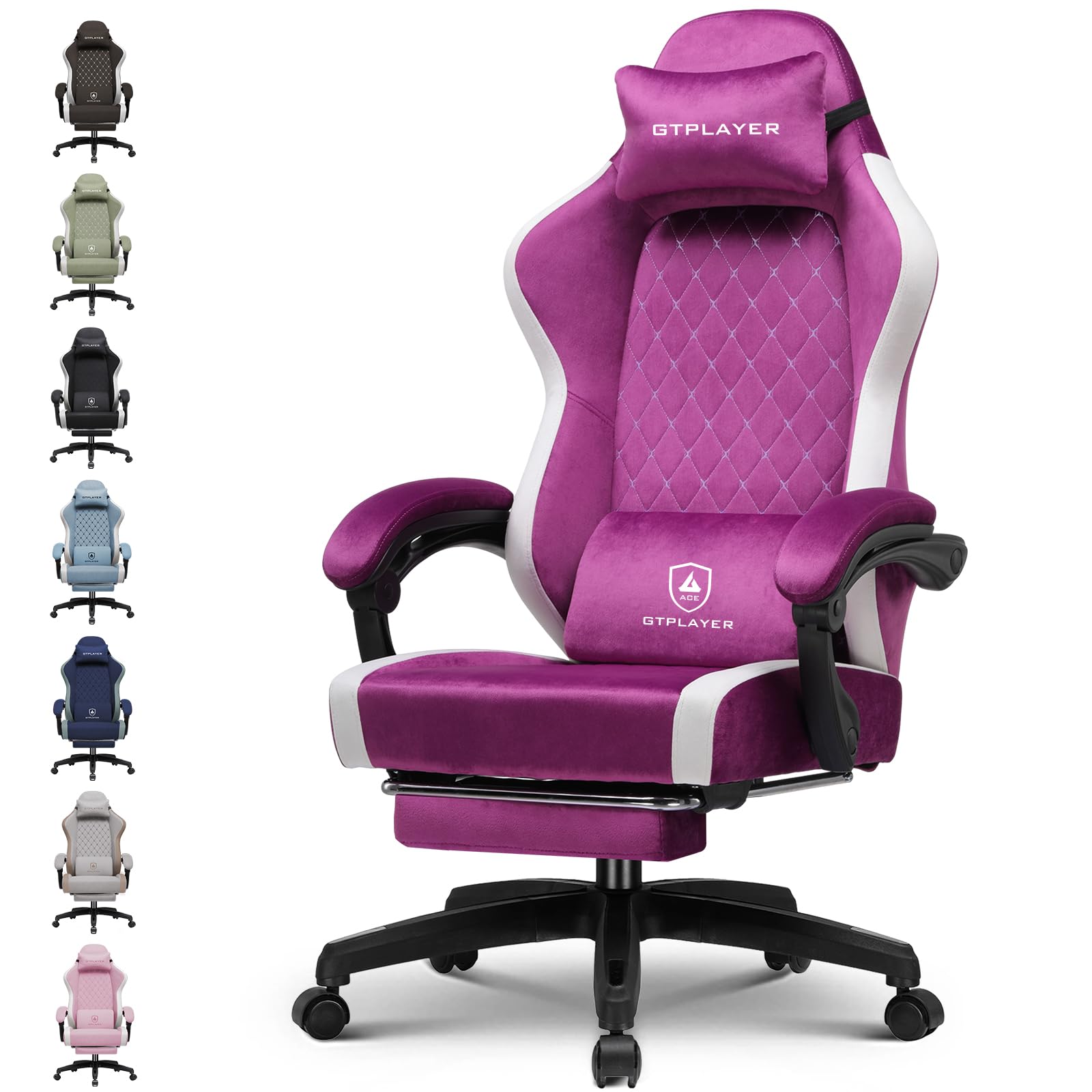GTPLAYER Gaming Chair, Computer Office Chair with Pocket Spring Cushion, Linkage Armrests and Footrest, High Back Ergonomic Computer Chair with Lumbar Support Task Chair with Footrest