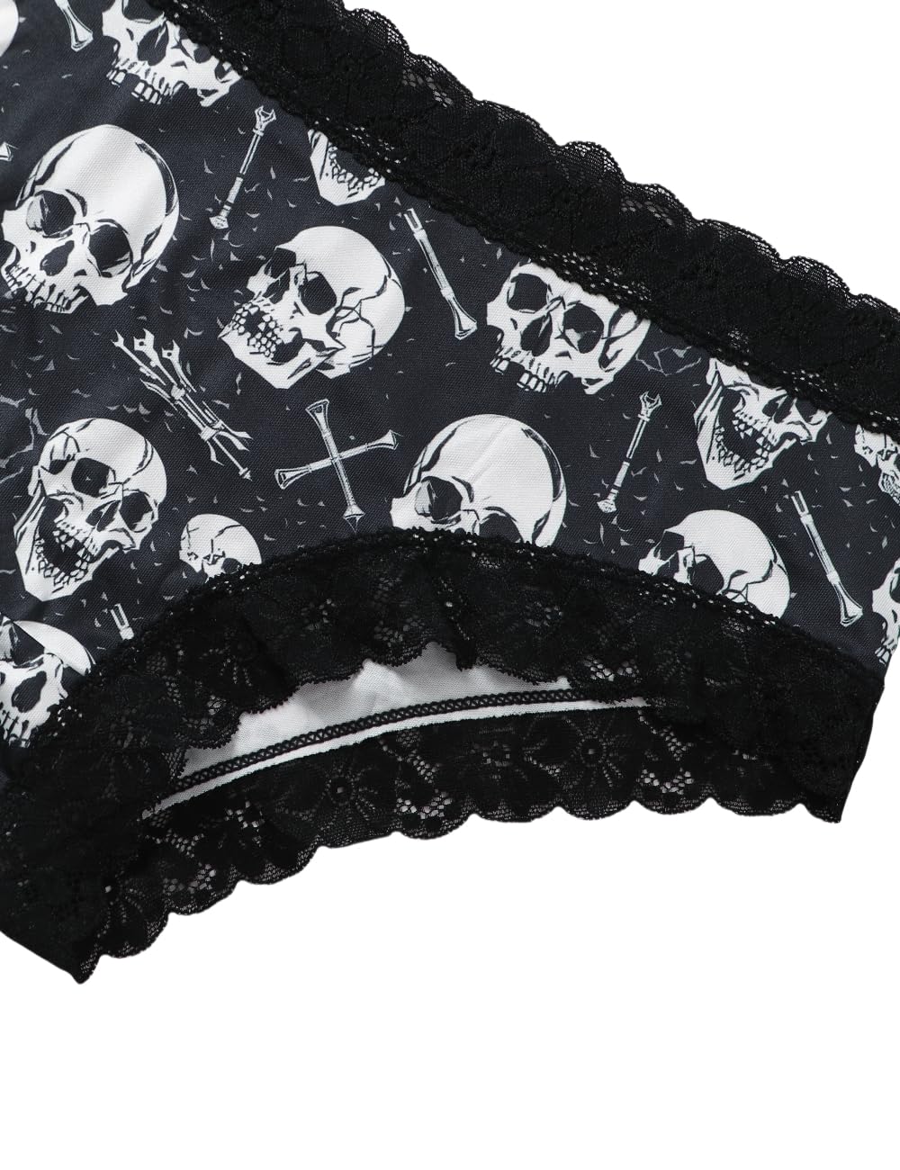 6-Pack Gothic & Cute Cheeky Panties for Women - Skull Lace Underwear Set: Small Multicolor