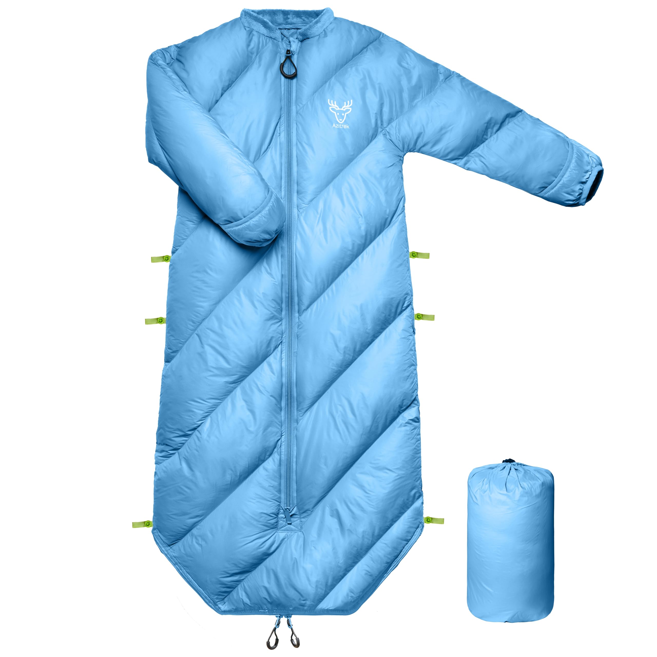AZITREK T40 Toddler Sleeping Bags Boys Girls |Ages 2-4| Puffy Walkable Kids Sleeping Bag Camping Sleepover |up to 46 in| Lightweight Compact for Indoor Outdoor | Machine Washable (Santorini Blue)