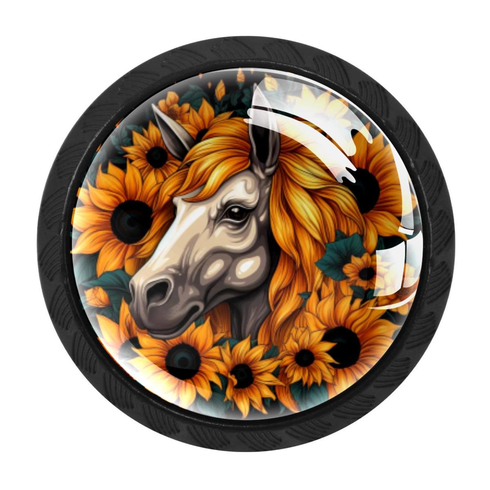 CHENZZZZ 4 Pack Unicorn Skull Sunflower Kitchen Cabinet Knobs Drawer Knobs Door Dresser Handles for Personalized Gifts Great for Any Occasion