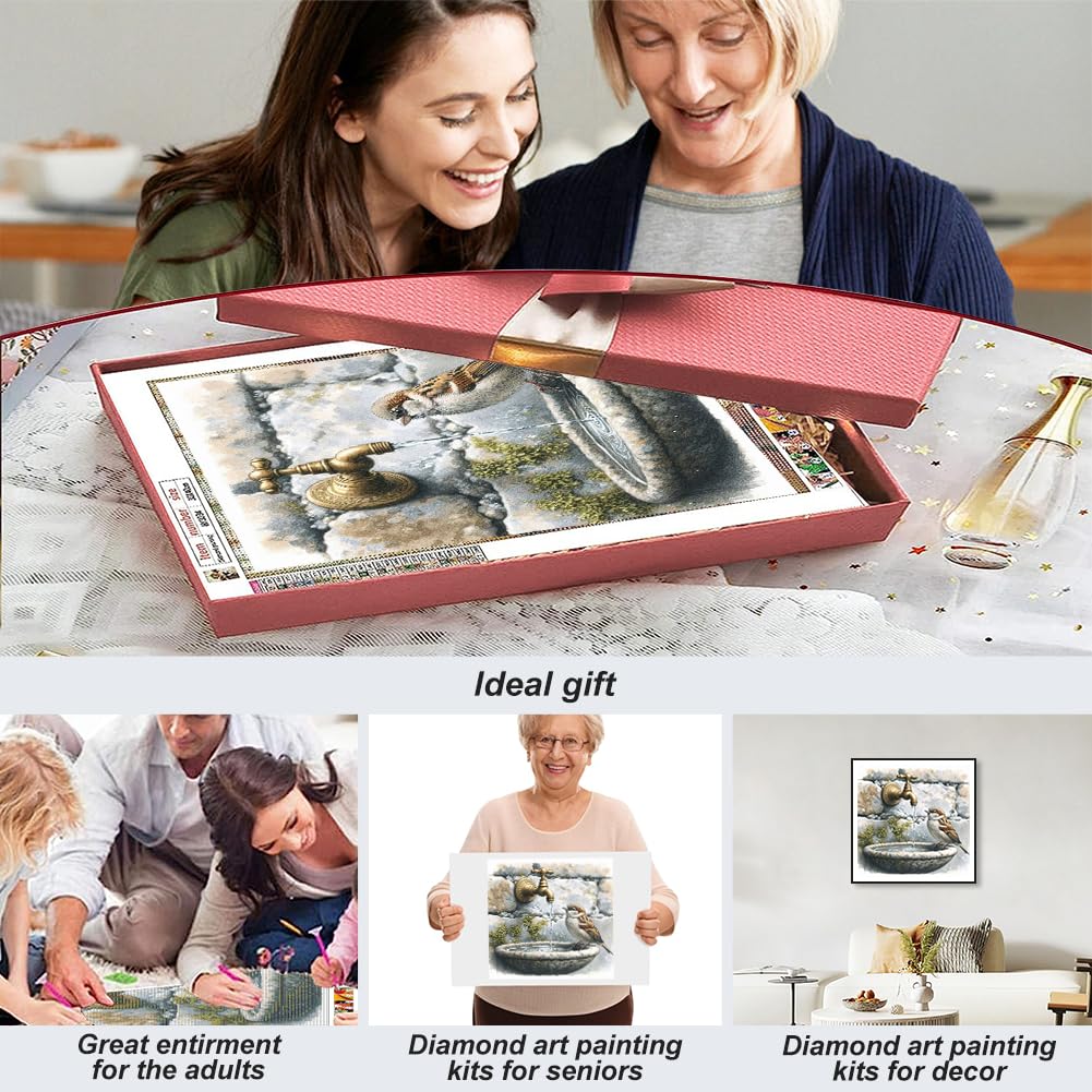 Acudotr Bird Diamond Painting Kits for Adults 5D DIY Diamond Art Kits for Beginners Full Drill Diamond Painting Kits for Home Wall Decor 12x12 Inch - Image 4