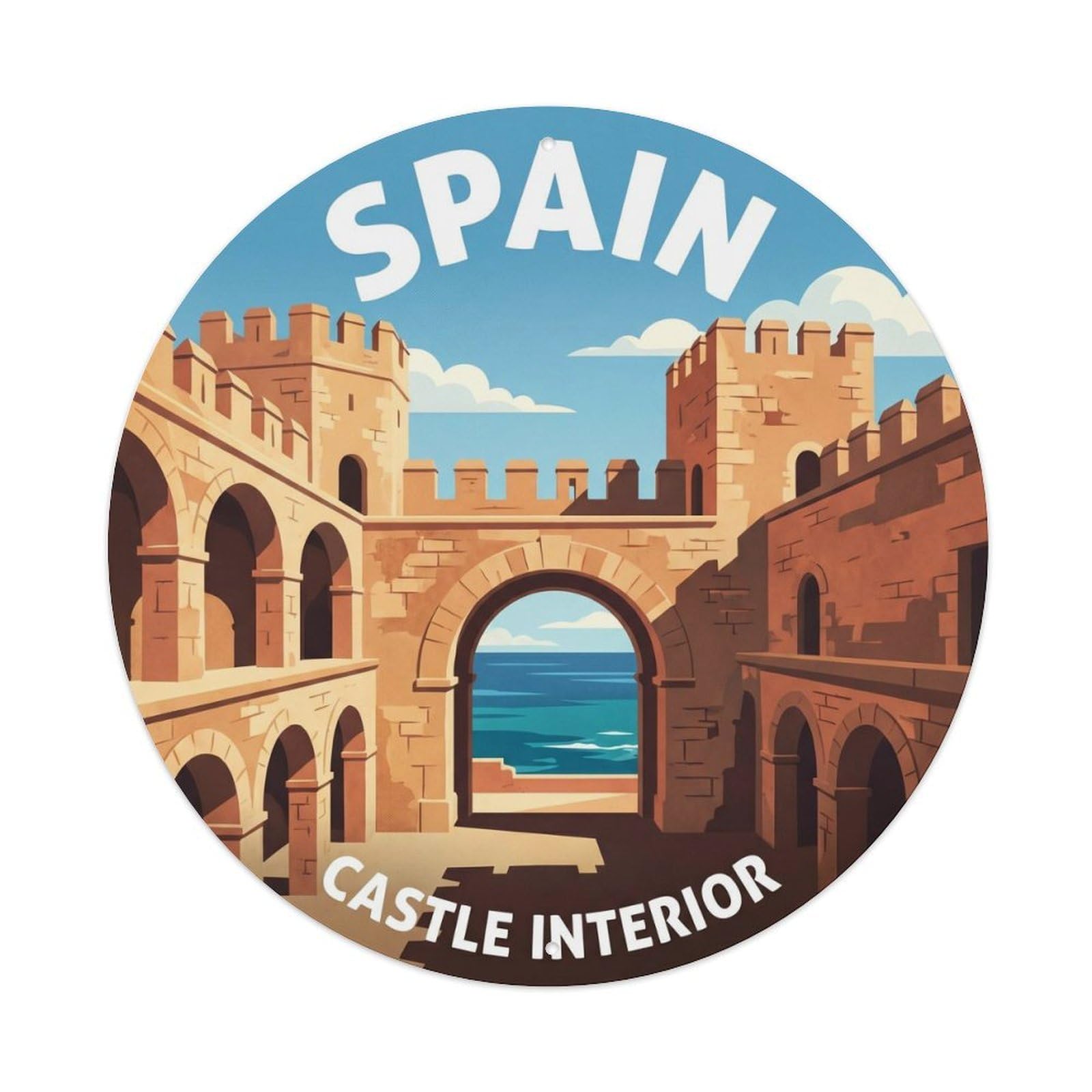 Alicante Castle Interior Spain Landmark Travel Metal Tin Sign