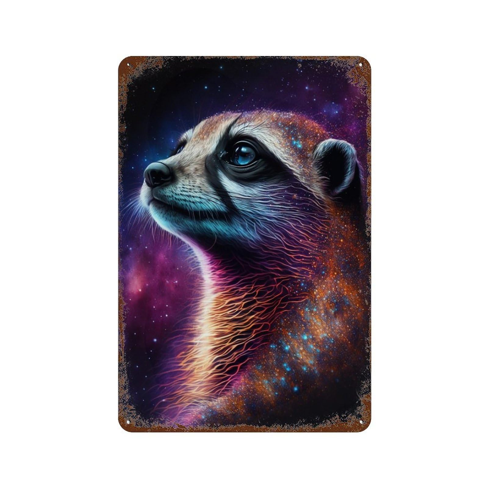 Cosmic Otter Portrait-2 Rust Effect Tin Sign 11.8"x7.9", Decorative Metal Wall Art for Living Room, Hallway And Home Decor