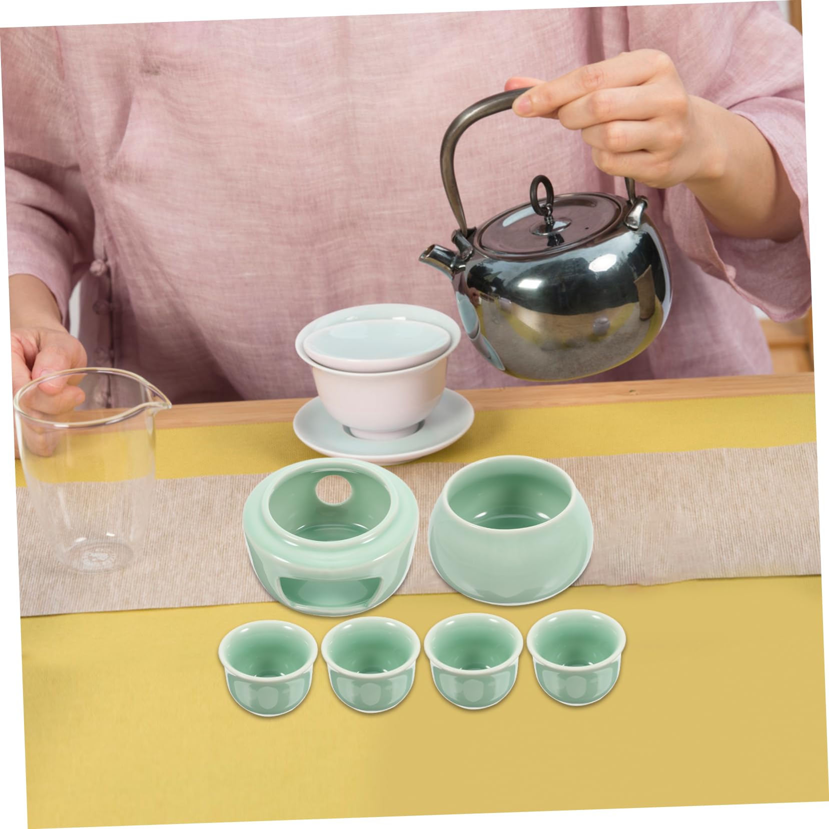 Hohopeti 1juego Sake Cerámico Japonés Con Calentador y Tazas De Porcelana Para Reuniones Sociales Mantiene Del