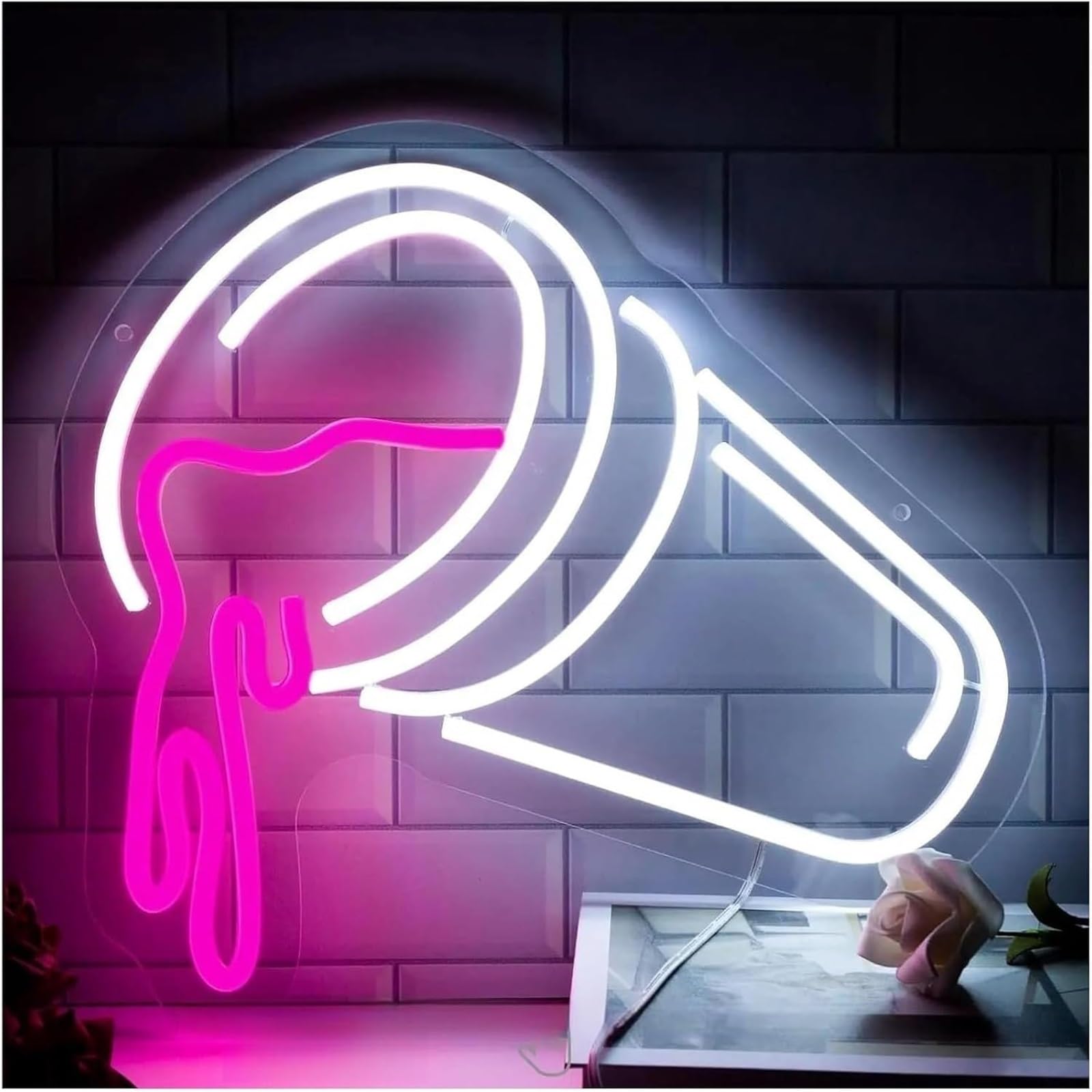 Zynther Neon lamp for neon Lamp Drink Cup for Wall Decor Dimmable LED Light for Powered for Bedroom Pub Bar