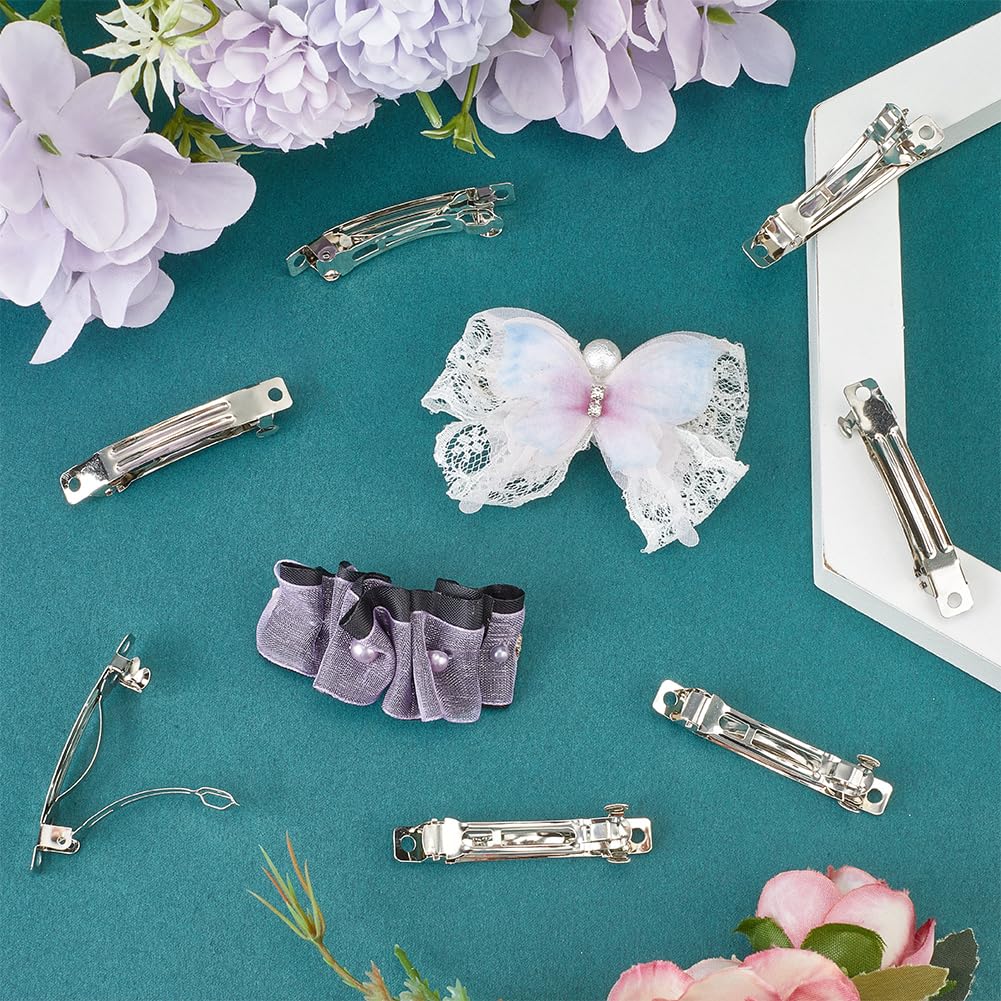 Cinaci 50 Stück Französische Haarspangen, Silberfarben, 6cm – Aus Metall, Für Frauen & Mädchen, DIY Haar-Accessoires