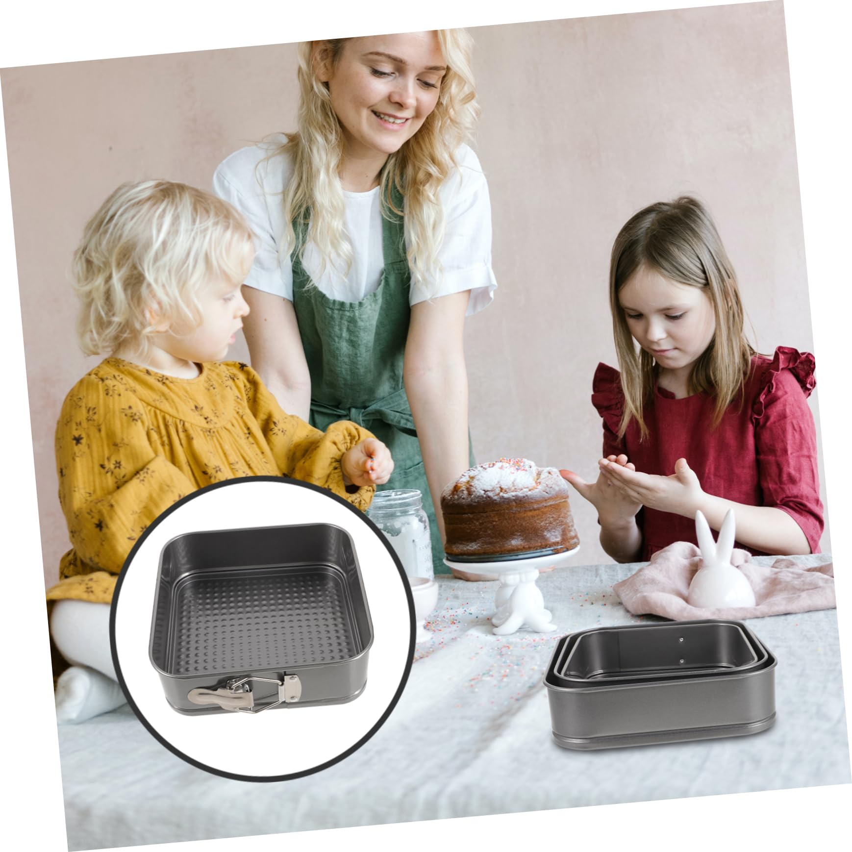 Alipis 3pièce Moules à Gâteau Carrés Antiadhésifs Avec Charnière De Acier Fond Amovible Et Étanche Pour Gâteaux De Fête Mariage Et Anniversaire Noir