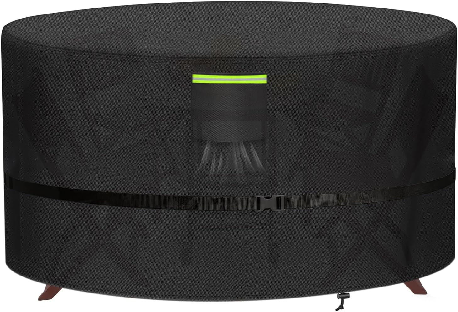 Round Patio Table & Chair Set Cover, Waterproof Heavy Duty All-Weather protection 600D Oxford Fabric Patio Furniture Cover with Reflective Strip，Black (Black, 61*43in)