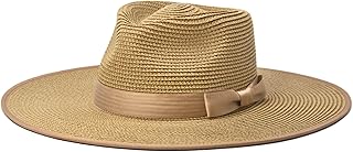 Unisex Wide Brim Sun Hat Straw Panama Rancher Fedora Hat for Men Beach H...
