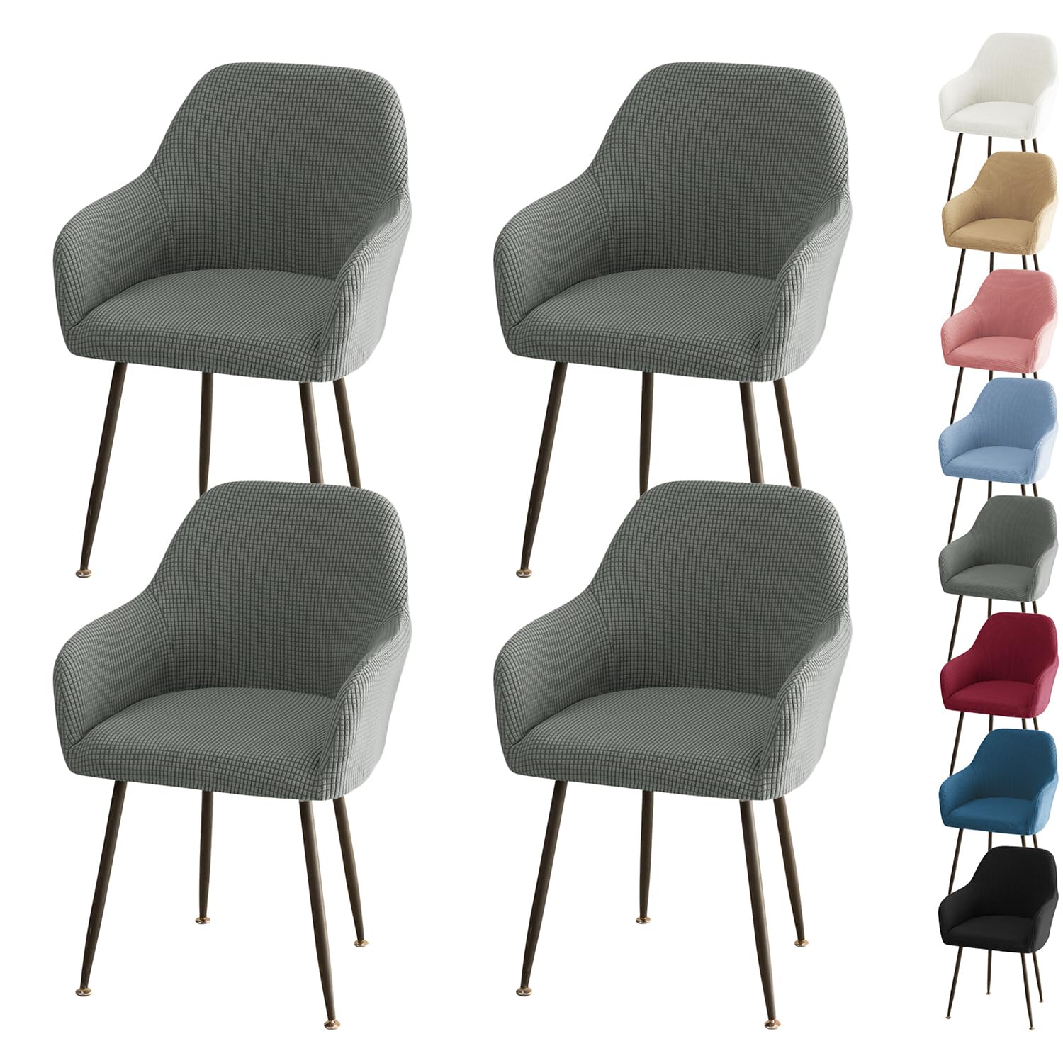 Housses de fauteuil extensibles de qualité supérieure pour dossier incurvé gris