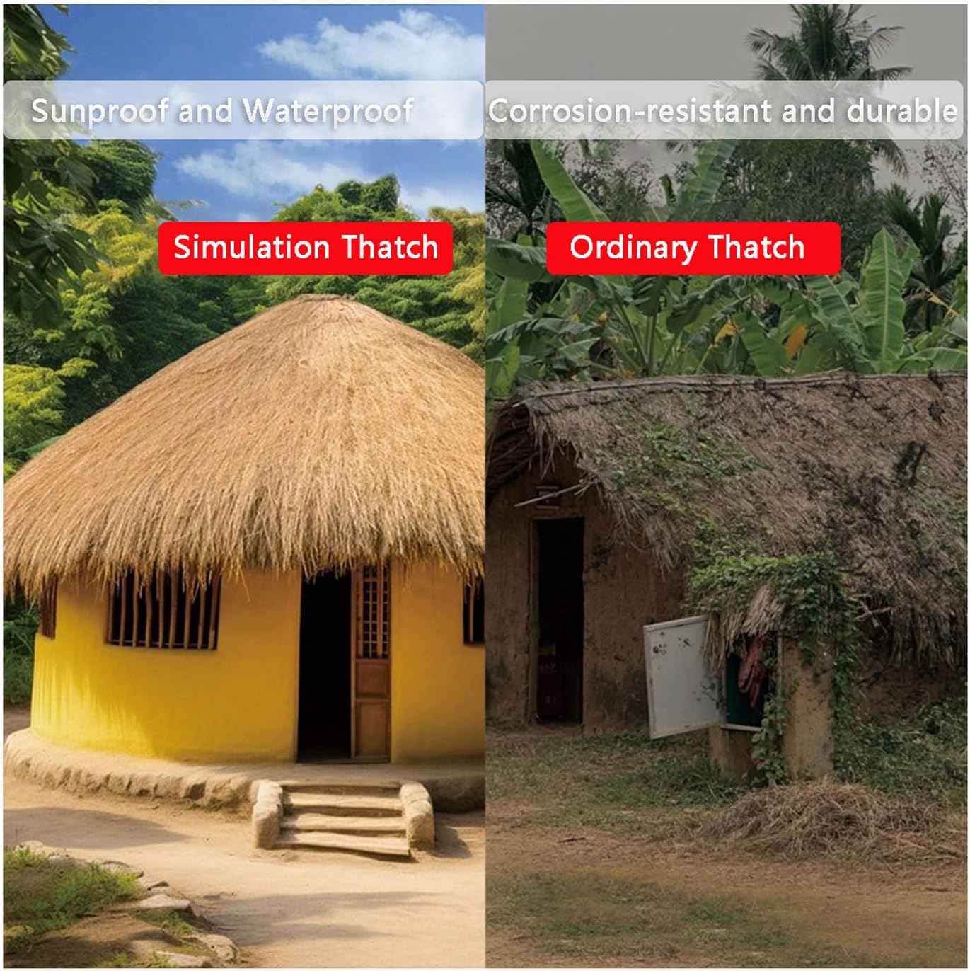 Mexican Artificial Straw Roll Synthetic Thatch Grass Roof Fireproof Synthetic Palm Thatch Roll, Palapa Thatch Roofing, Duck Blinds Grass(Size:1x8m(39.3inX314.9in))