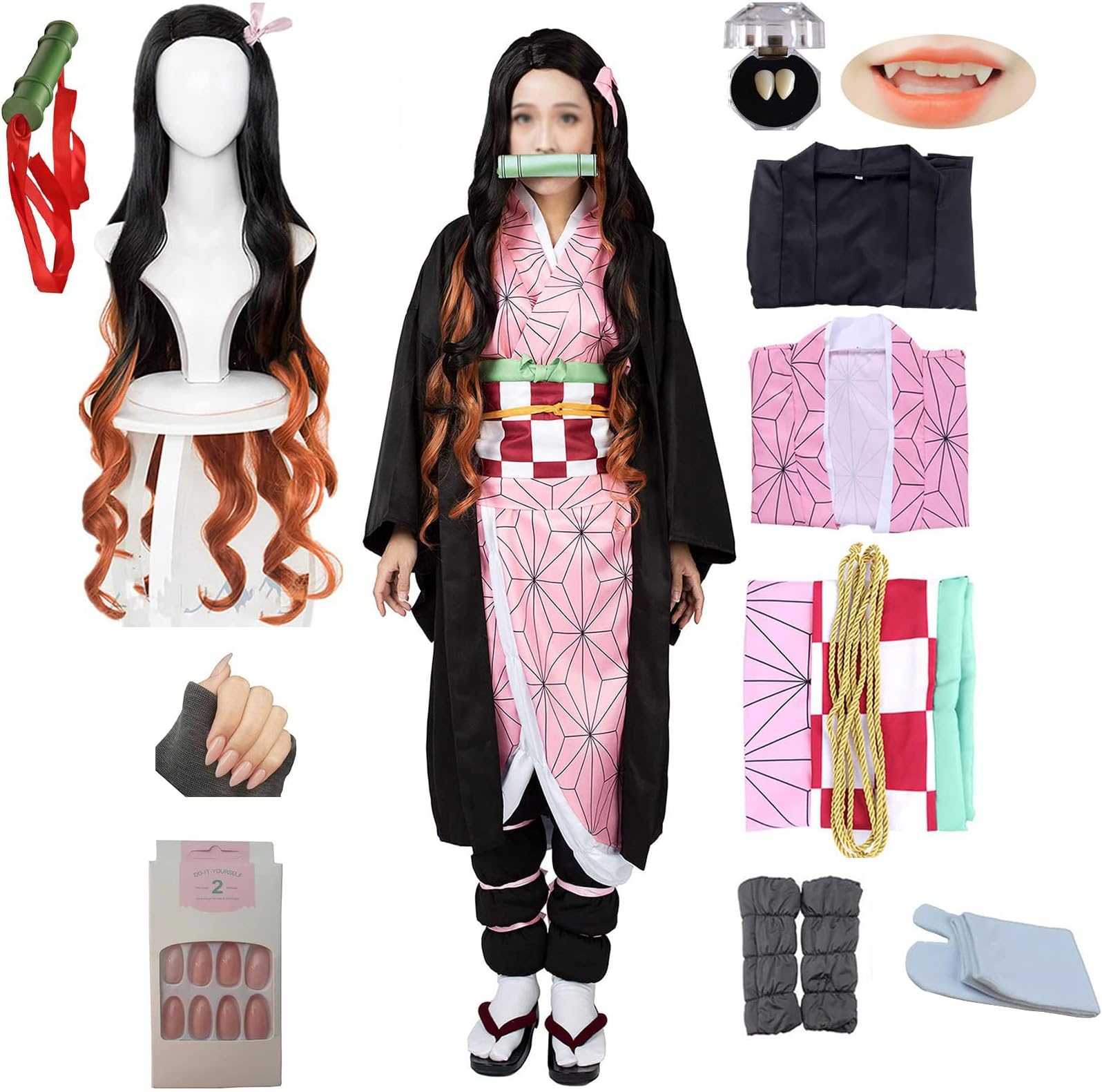 Japanese Anime Demon Slayer, Cosplay: Neozo Kamado, Cosplay Costume, Kimono Set, Anime Cosplay Costume, Kimono Halloween Costume for adults
