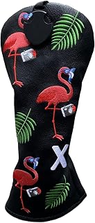 Flamingo Golf Club Headcover 3 Wood Head Cover Golf Premium(PU Leather Driver Fairway Wood Hybrid Head Cover Fits for All Brand