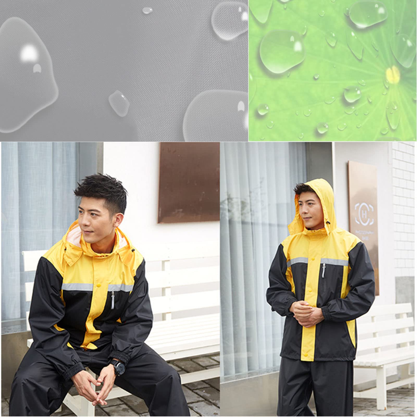 Ensemble Imperméable Adulte Double Fermeture - Veste Et Pantalon De Pluie Réfléchissants Respirants - Léger Et Portable - 3
