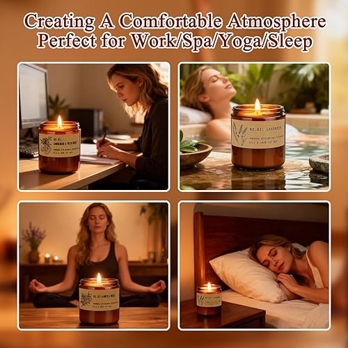 Miniatura 3 de Juego de velas perfumadas para el hogar, juego de 4 velas de regalo para mujereshombres, vela de soja, vela de lavanda, juego de velas de cera de