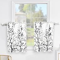 Vista 1 de Luvyohmee Cortinas cortas negras de cocina de 30 pulgadas de largo, con bolsillo para barra de árbol, 2 paneles de cortinas pequeñas para cafetería