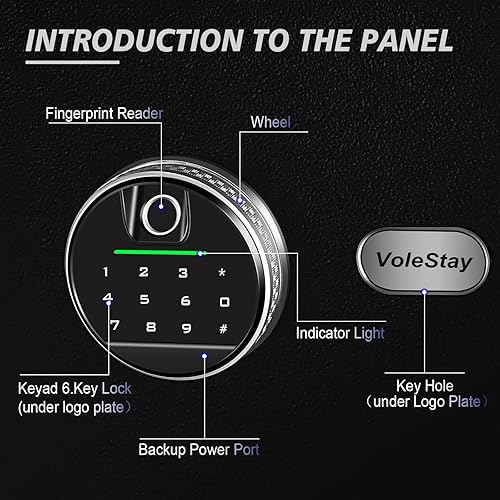 Miniatura 2 de Caja de seguridad biométrica para el hogar, caja de seguridad para pistola de huellas dactilares, caja de dinero para joyas, pistola de dinero en