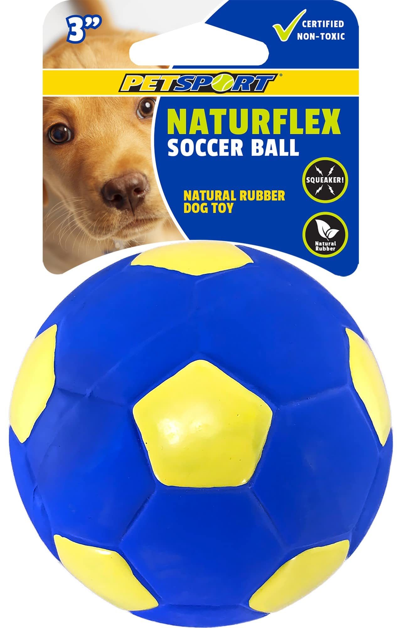 PetSport Naturflex Kauspielzeug für Hunde, kleines Fußball, Latex, natürliches Latex-Gummi, frei von schädlichen Chemikalien, 8,9 cm