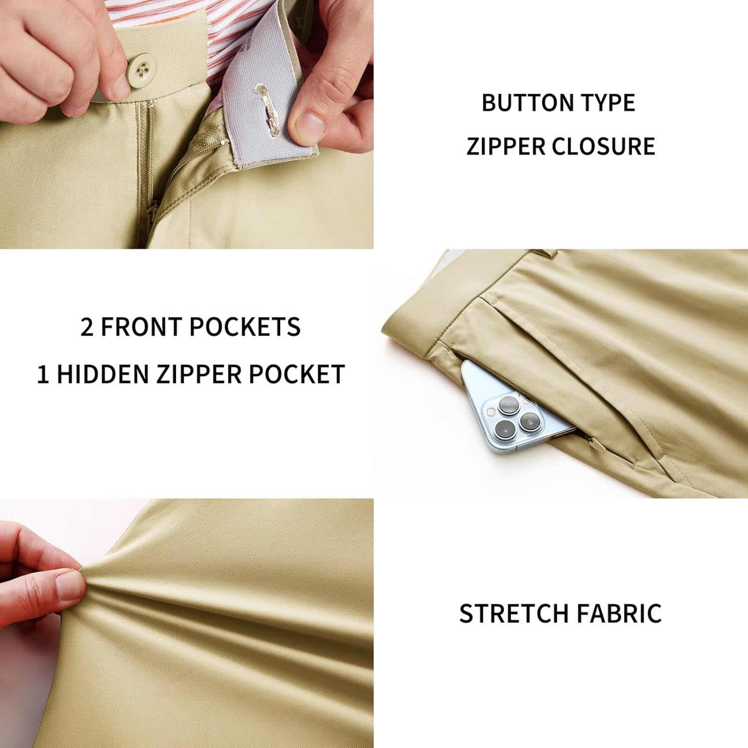 M MAELREG Golf Pants Men Quick Dry - 30"/32"/34" Stretch Lightweight 5 Pockets Water-Resistant Casual Mens Dress Pants - Image 4