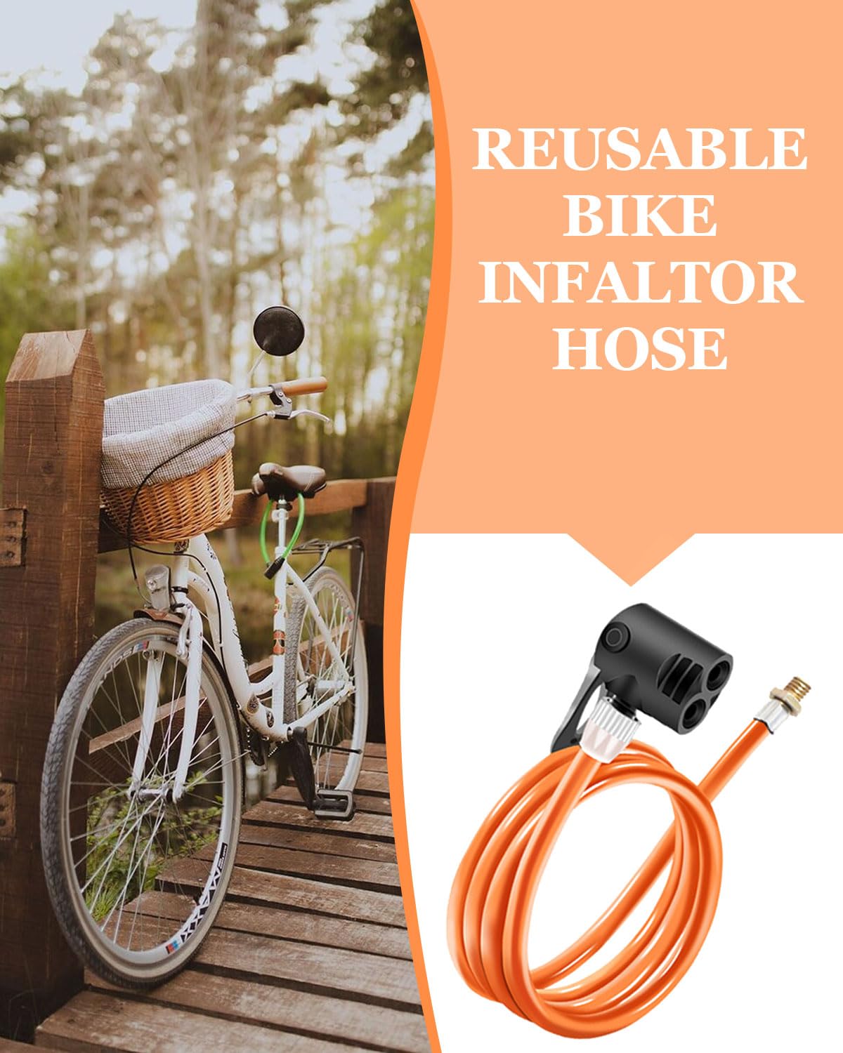 Pompa bici tubo flessibile valvola Presta Schrader 120cm per bicicletta MTB