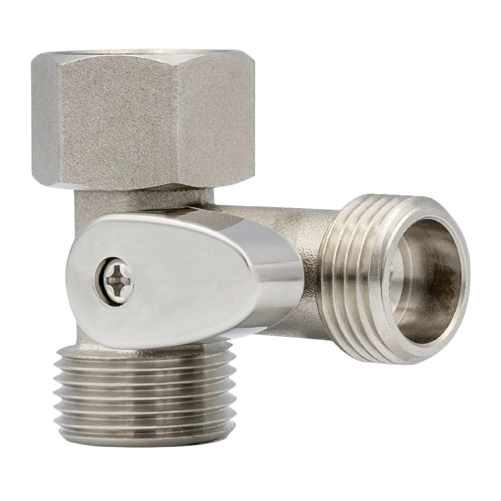 LUXE Bidet 7/8" x 7/8" x 1/2" Shut-Off Valve T-Adapter for Bidets, Only Compatible with NEO Series Bidet Attachments (Teardrop Lever, Nickel Finish)
