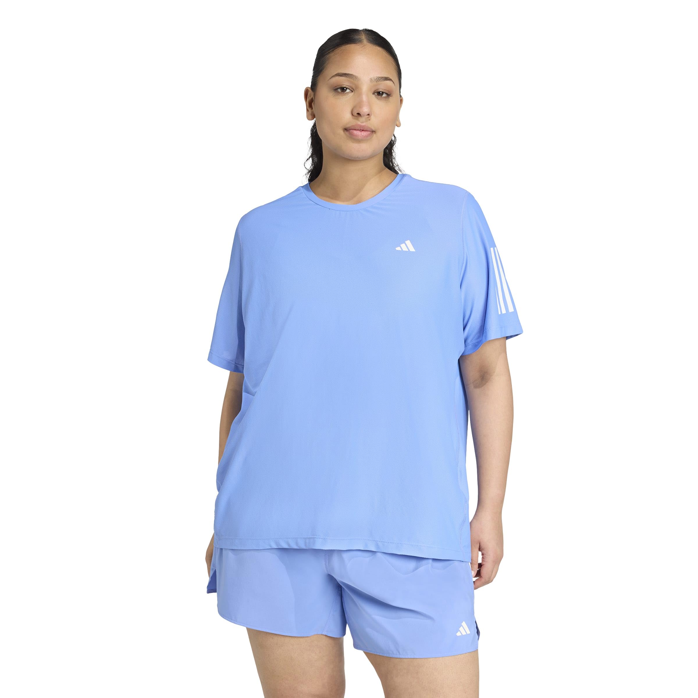adidas Kobiety Own The Run Tee (Plus Size), blue fusion, XL Plus