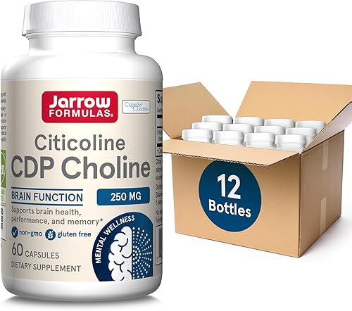 Jarrow Formulas Citicoline CDP Colina 250 MG, Suplemento de Colina CDP Apoya la Salud Cerebral, el Rendimiento y la Memoria, 60 Cápsulas, Hasta un
